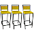 Conjunto com 3 Banquetas Kiara Preta com estofado Amarelo - Imagem 1