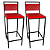 Conjunto com 2 Banquetas Kiara Preta com estofado Vermelho - Imagem 1