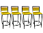 Conjunto com 4 Banquetas Kiara Preta com estofado Amarelo - Imagem 1