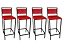 Conjunto com 4 Banquetas Kiara Preta com estofado Vermelho - Imagem 1