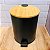 Lixeira Com Pedal Metal E Bambu Preta 5l - Imagem 1