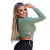 Blusa Cropped Manga Longa Gringa Amarração Lateral Cores Neon - Imagem 1