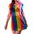 Blusão em Tule Transparente Colorido Arco Íris Slim e Plus Size - Imagem 1