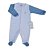 Macacão bebê longo Suedine cor branco e azul bebê coelhinho - Imagem 1