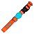 Peitoral H, guia e coleira para cachorro personalizados laranja neon com azul tiffany - Imagem 2