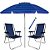 Kit Praia 2 Cadeira Max Alumínio + Guarda Sol 2,4m Alum + Saca Areia - Zaka - Azul Marinho - Imagem 1