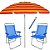 Kit Praia 2 Cadeira King Oversize Alumínio + Guarda Sol 2,4m Alum + Saca Areia - Zaka - Azul - Imagem 1