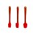 Jogo 3 Espátulas Mini Bambu Silicone Utensílios Confeitar Pincel Colher Cozinha - Yoi - Vermelho - Imagem 1