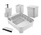 Kit Cozinha Lixeira 2,5L Escorredor Louças Talheres Dispenser Detergente Porta Esponja Rodinho - KTE 060 Ou - Branco - Imagem 1