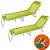 Kit 2 Cadeira Espreguiçadeira Alumínio Para Piscina Praia 4 Posições - Mor - Verde-limão - Imagem 1
