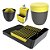 Kit Cozinha Escorredor Louças + Porta Talheres + Dispenser + Lixeira Pia - Crippa - Amarelo - Imagem 1