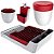 Kit Cozinha Escorredor Louças + Porta Talheres + Dispenser Detergente + Lixeira Pia - Branco Crippa - Vermelho - Imagem 1