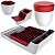 Kit Cozinha Escorredor Louças + Porta Talheres + Organizador Pia + Lixeira - Branco Crippa - Vermelho - Imagem 1