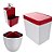 Kit Cozinha Pia Porta Dispenser Detergente + Lixeira 5L + Escorredor Talheres - Branco Crippa - Vermelho - Imagem 1