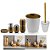 Kit 6 Pçs Acessórios Banheiro Dourado Porta Escova Saboneteira Algodão Lixeira - Ou - Imagem 1