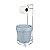 Kit Porta Papel Higiênico E Suporte Com Lixeira Basculante 5L Cesto Lixo Chão Banheiro - Ou - Azul Glacial - Imagem 1
