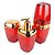 Conjunto Dispenser Sabonete + Suporte Escova Dente + Porta Algodão Banheiro Rose Gold Vermelho - AMZ - Imagem 1