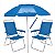 Kit 2 Cadeira Alta Reclinável Boreal Alumínio + Guarda Sol Bagum 2,0 m + Saca Areia - Mor - Azul - Imagem 1
