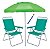Kit 2 Cadeira Alta Reclinável Boreal Alumínio + Guarda Sol Bagum 2,0 m + Saca Areia - Mor - Verde - Imagem 1