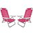 Kit 2 Cadeiras Summer Reclinável 6 pos Alumínio Praia Piscina Camping - Mor - Rosa - Imagem 1