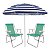 Kit Praia 2 Cadeira Alta Sannet Alumínio + Guarda Sol 2m Sombreiro Alumínio - Mor - Azul Listrado - Imagem 1