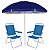 Kit Praia 2 Cadeira Boreal Reclinável 4 Pos Alumínio + Guarda Sol 2,6m Alum Azul  - Mor - Azul - Imagem 1