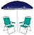 Kit Praia 2 Cadeira Boreal Reclinável 4 Pos Alumínio + Guarda Sol 2,6m Alum Azul  - Mor - verde - Imagem 1