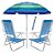 Kit Praia 2 Cadeira Reclinável Sannet Alum + Guarda Sol 2,4m Alum + Saca Areia - Mor - Azul - Imagem 1
