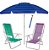 Kit Praia 2 Cadeira Reclinável Sannet Alum + Guarda Sol 2,4m Alum + Saca Areia - Mor - Verde-Lilás-Azul - Imagem 1