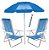Kit Praia 2 Cadeira Reclinável Sannet Alum + Guarda Sol Bagum Alum + Saca Areia - Mor - Azul - Imagem 1