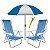 Kit Praia 2 Cadeira Reclinável Sannet Alumínio + Guarda Sol + Saca Areia - Mor - Azul - Imagem 1