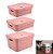 Kit 3 Caixa Organizadora Cube Cesto Com Tampa Roupa Closet Armário - Ou - Rosa - Imagem 1