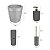 Kit 4pçs Banheiro Lixeira 5L Basculante Suporte Porta Escovas Dispenser Sabonete - Ou - Chumbo - Imagem 2