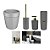 Kit 4pçs Banheiro Lixeira 5L Basculante Suporte Porta Escovas Dispenser Sabonete - Ou - Chumbo - Imagem 1