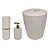 Kit Banheiro Groove Porta Escovas Creme Dental Sabonete Liquido Lixeira Dourado - Ou - Bege - Imagem 1