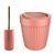 Kit Banheiro Groove Lixeira 5L Basculante + Suporte Porta Escova Sanitária Dourado - Ou - Terracota - Imagem 1