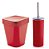 Kit Banheiro Suporte Escova Sanitária Vaso + Lixeira 5 Litros Lavabo - Ou - Vermelho - Imagem 1