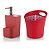 Kit Cozinha Dispenser Porta Detergente + Escorredor Suporte Talheres Pia - Ou - Vermelho - Imagem 1