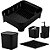 Kit Cozinha Escorredor Louça + Porta Talher + Dispenser Detergente + Lixeira + Tapete - Ou - Preto - Imagem 1