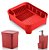 Kit Cozinha Trium Escorredor De Louças + Lixeira 2,5L + Dispenser Detergente - Ou - Vermelho - Imagem 1
