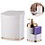 Kit Lixeira 2,5 Litros Com Tampa Dispenser Porta Detergente Esponja Cozinha Branco Rose - Future - Imagem 1