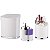 Kit Lixeira 2,5 Litros Escorredor Talheres Dispenser Porta Detergente Cozinha Branco Cromado - Future - Imagem 1