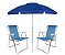 Kit Praia Guarda Sol Articulado 2m Cadeira Alta Sannet Alumínio - Mor - Azul - Imagem 1