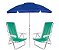Kit Praia Guarda Sol Alumínio Articulado 2m Cadeira Reclinável 8 Posições Sannet - Mor - Verde - Imagem 1