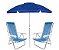 Kit Praia Guarda Sol Alumínio Articulado 2m Cadeira Reclinável 8 Posições Sannet - Mor - Azul - Imagem 1