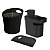 Kit Dispenser Porta Detergente Escorredor Talheres Rodo Compacto Pia Cozinha Preto - Ou - Imagem 1