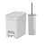 Kit 2 Peças de Banheiro Lixeira 6 Litros Com Pedal Suporte Porta Escova Sanitária - Ou - Branco - Imagem 1