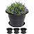 Kit 4 Vaso Redondo Médio Com Prato Para Flores Plantas Jardim Plástico Preto - AMZ - Imagem 1