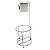 Kit Suporte Porta Papel Higiênico Chão Com Lixeira 9,1L Basculante Cesto Lixo Preto Dourado Banheiro - CP - Imagem 4