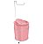 Suporte Porta Papel Higiênico Com Lixeira 5L Cesto Lixo Tampa Basculante Redondo Banheiro Rosa Branco - 495 AMZ - Imagem 1